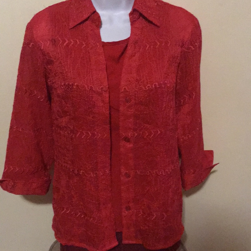 Joanna Red Blouse & Shell size Small